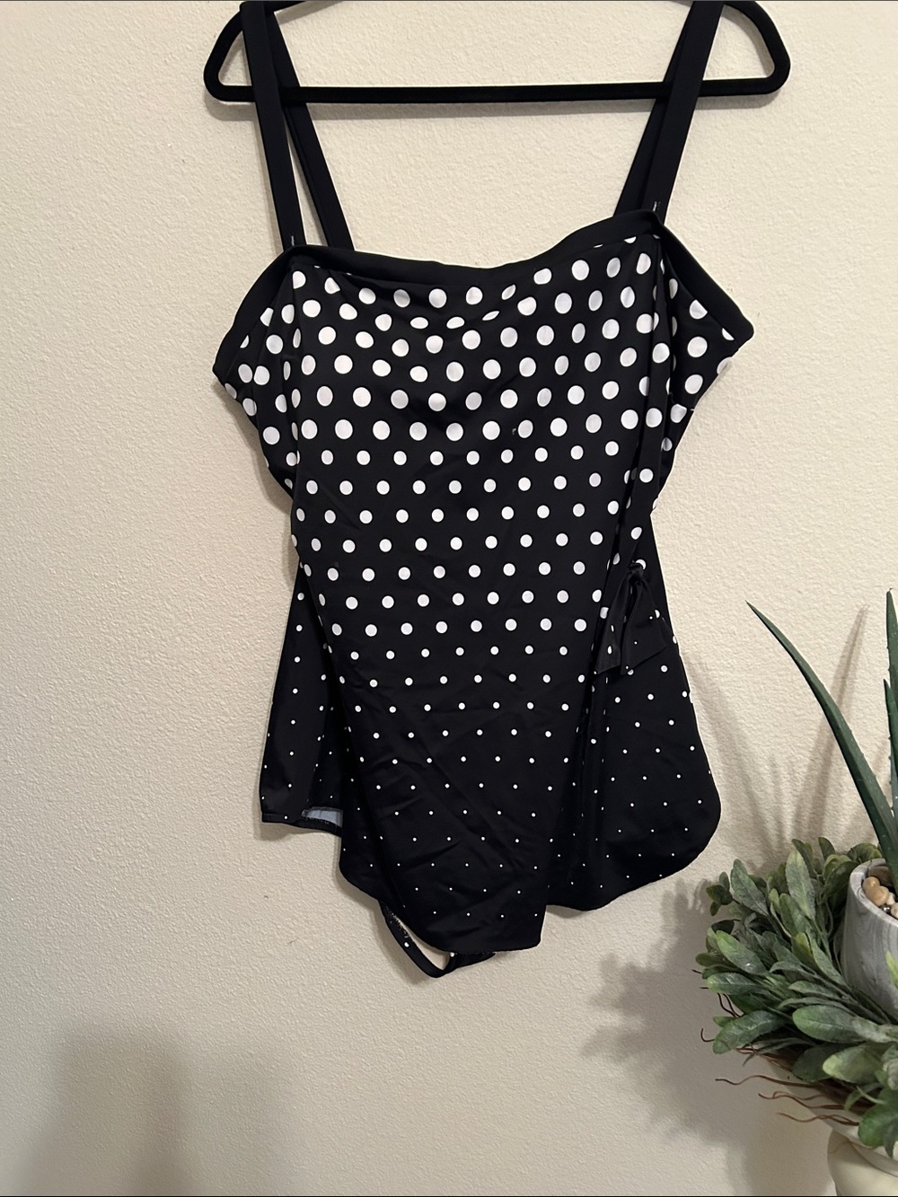 Maxine of Hollywood Black and White Polka Dot One-Piece Swimsuit